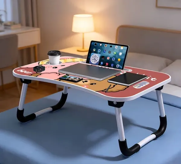 Foldable_Laptop_Table_With_Cute_Bear_And_Rabbit_Design