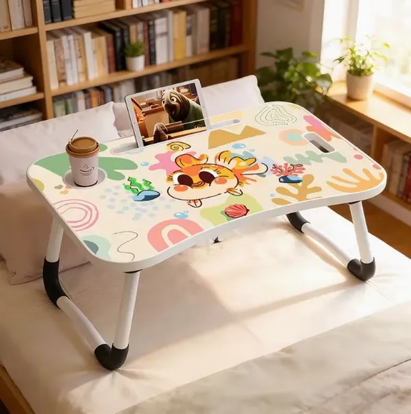Portable_Foldable_Laptop_Desk_With_Cup_Holder_And_Phone_Stand_-_Colorful_Cartoon_Design
