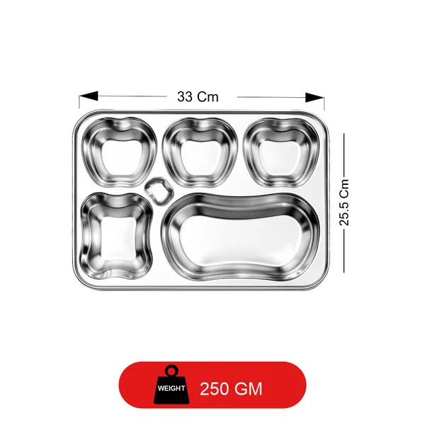 CutTales_Stainless_Steel_6_Section_Dinner_Plate_Set,_Compartment_Thali_for_Home_&_Office_Meals