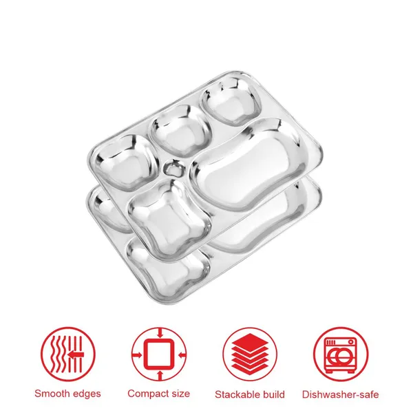 CutTales_Stainless_Steel_6_Section_Dinner_Plate_Set,_Compartment_Thali_for_Home_&_Office_Meals