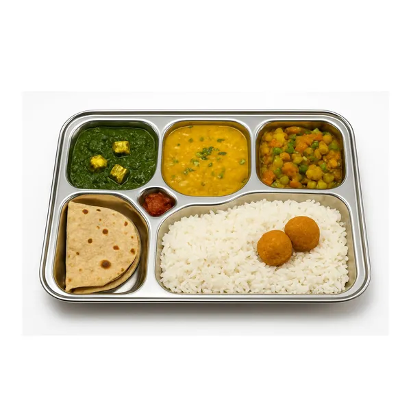CutTales_Stainless_Steel_6_Section_Temple_Dinner_Plate,_Traditional_Compartment_Thali_Set