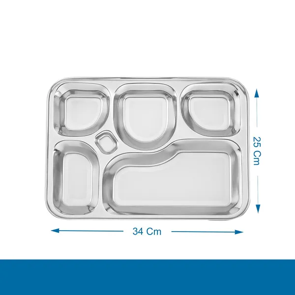 CutTales_Stainless_Steel_6_Section_Temple_Dinner_Plate,_Traditional_Compartment_Thali_Set