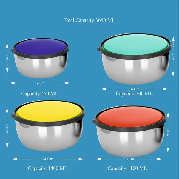CutTales_Stainless_Steel_Storage_Box_Set_of_4_with_Color_Lids,_Airtight_Kitchen_Containers