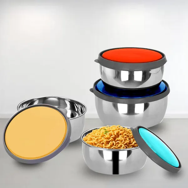 CutTales_Stainless_Steel_Storage_Box_Set_of_4_with_Color_Lids,_Airtight_Kitchen_Containers