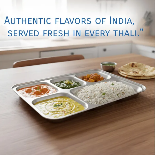 CutTales_Stainless_Steel_5_Section_Dinner_Plate_Set_of_2,_Compartment_Thali_for_Home_&_Office_Meals