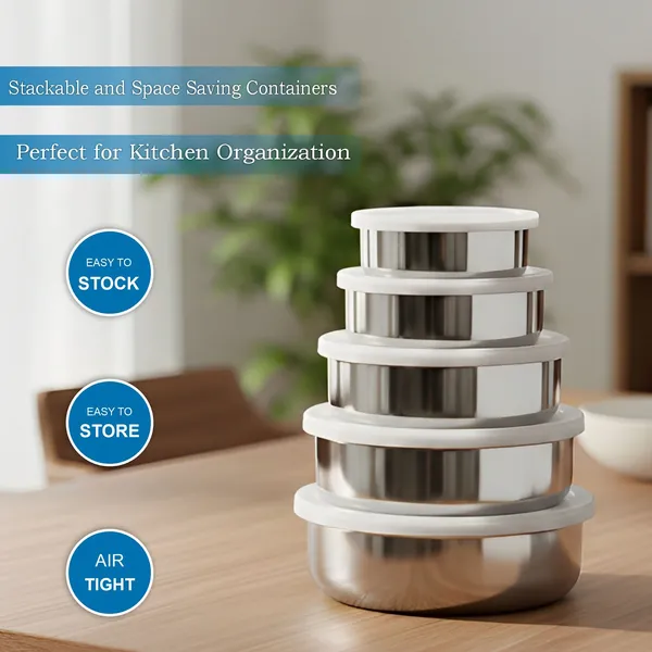 CutTales_Stainless_Steel_Airtight_Storage_Container_Set_of_5,_Kitchen_Food_Storage_Boxes_with_Lids