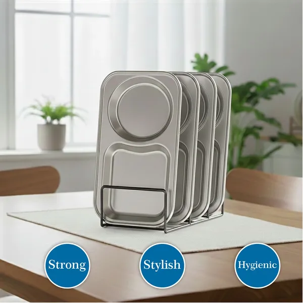 CutTales_Stainless_Steel_2_Section_Snack_Plate_Set_of_12,_Food_Grade_Serving_Plates_for_Home,_School_&_Parties
