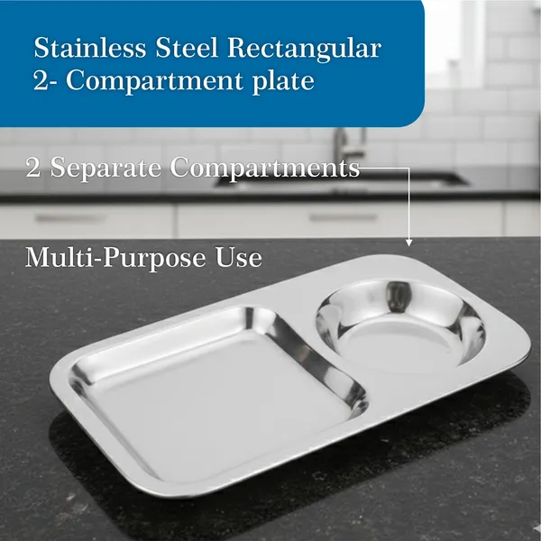 CutTales_Stainless_Steel_2_Section_Snack_Plate_Set_of_12,_Food_Grade_Serving_Plates_for_Home,_School_&_Parties