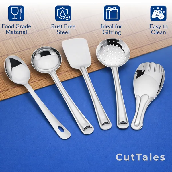 CutTales_Stainless_Steel_Kitchen_Tool_Set_of_5,_Cooking_Utensils_Combo_for_Everyday_Kitchen_Use