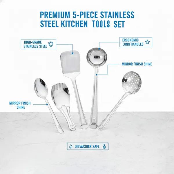 CutTales_Stainless_Steel_Kitchen_Tool_Set_of_5,_Cooking_Utensils_Combo_for_Everyday_Kitchen_Use