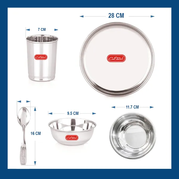 CutTales_Stainless_Steel_Dinner_Plate_Set_of_6,_Food_Grade_Serving_Plates_for_Daily_Dining