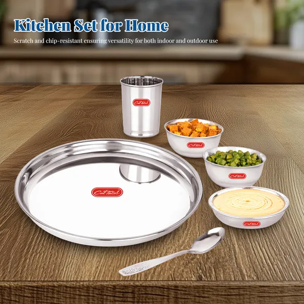 CutTales_Stainless_Steel_Dinner_Plate_Set_of_6,_Food_Grade_Serving_Plates_for_Daily_Dining