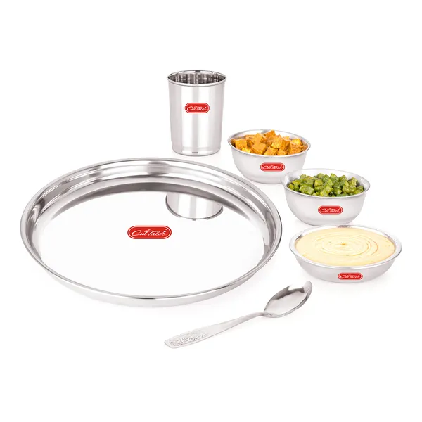 CutTales_Stainless_Steel_Dinner_Plate_Set_of_6,_Food_Grade_Serving_Plates_for_Daily_Dining