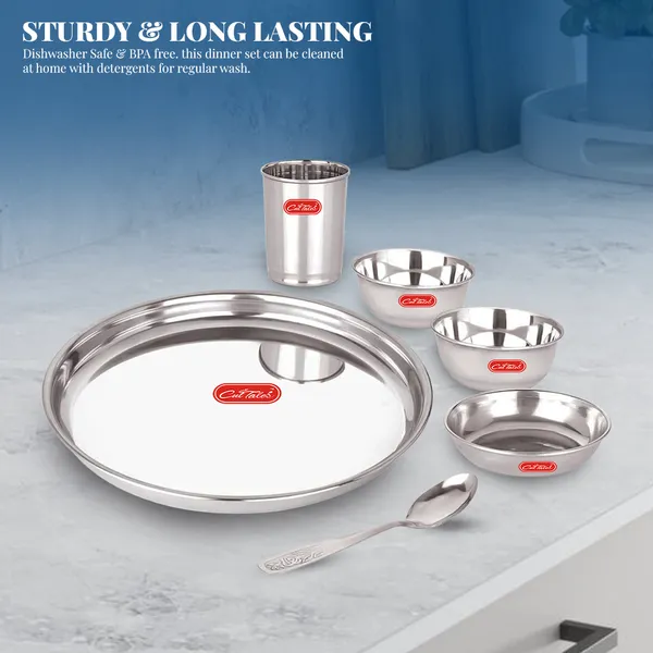 CutTales_Stainless_Steel_Dinner_Plate_Set_of_6,_Food_Grade_Serving_Plates_for_Daily_Dining