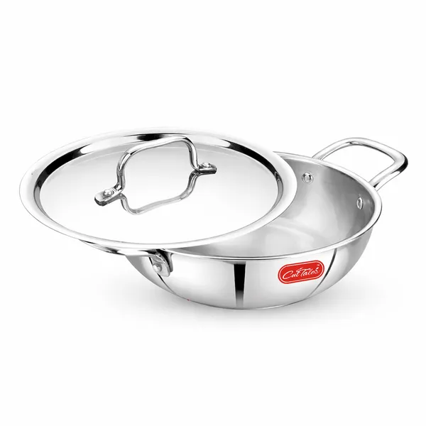 CutTales_Tri-Ply_Stainless_Steel_Kadai_with_Lid,_Induction_Compatible_Heavy_Bottom_Cookware