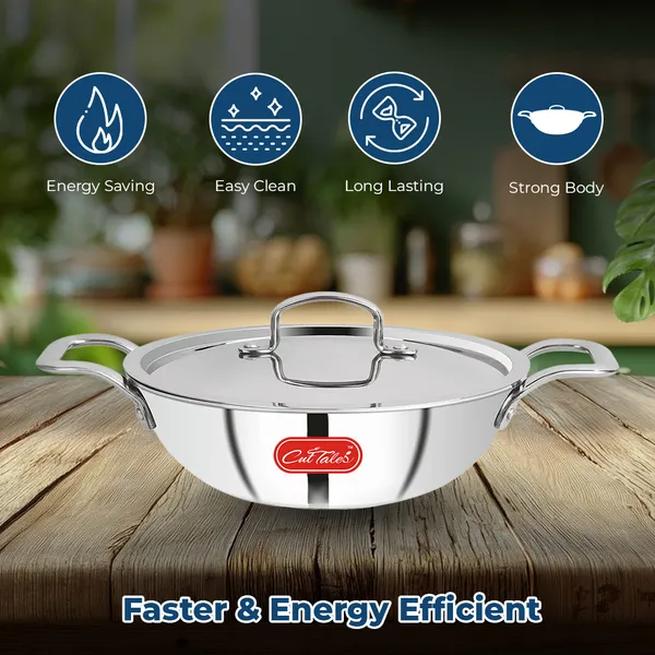 CutTales_Tri-Ply_Stainless_Steel_Kadai_with_Lid,_Induction_Compatible_Heavy_Bottom_Cookware