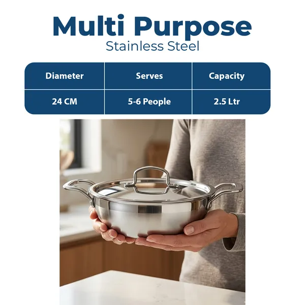 CutTales_Tri-Ply_Stainless_Steel_Kadai_with_Lid,_Induction_Compatible_Heavy_Bottom_Cookware