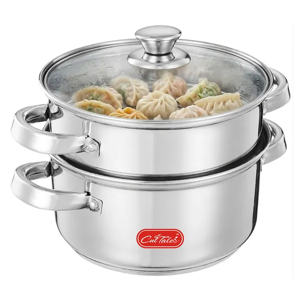 CutTales_Stainless_Steel_2_Tier_Steamer_Pot,_Multipurpose_Cooker_for_Momos,_Idli_&_Vegetables