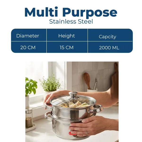 CutTales_Stainless_Steel_2_Tier_Steamer_Pot,_Multipurpose_Cooker_for_Momos,_Idli_&_Vegetables