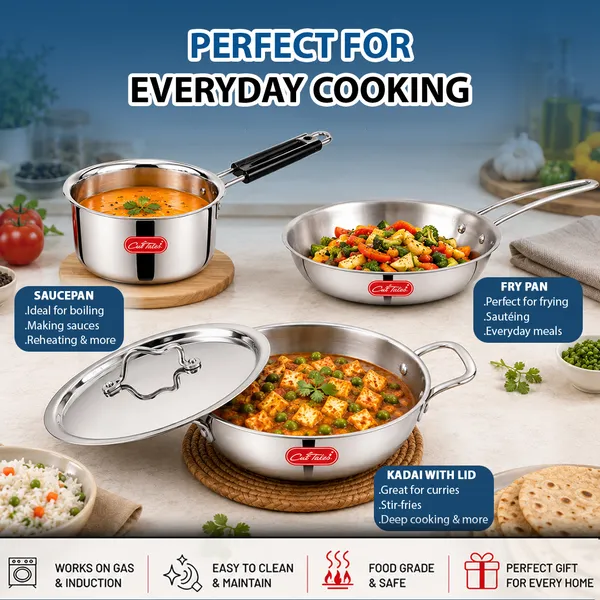 CutTales_3_Piece_Triply_Stainless_Steel_Cookware_Set_with_Fry_Pan,_Saucepan_&_Kadai_with_Lid