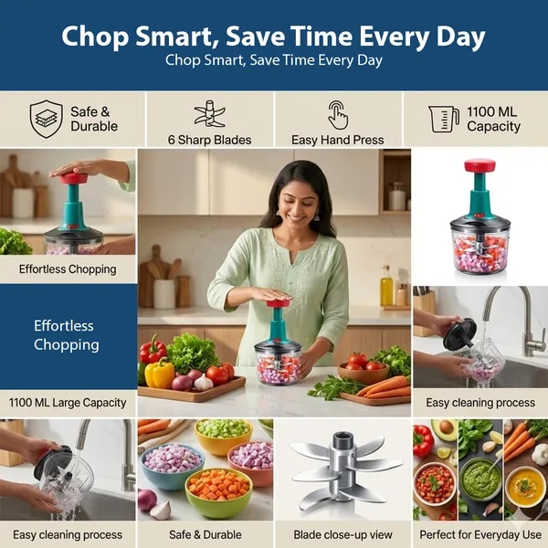 CutTales_Manual_Hand_Press_Bingo_Push_Chopper_with_5_Blades_for_Effortless_Chopping_Vegetables_&_Fruits_(Assorted,_1100_ml,_Plastic)