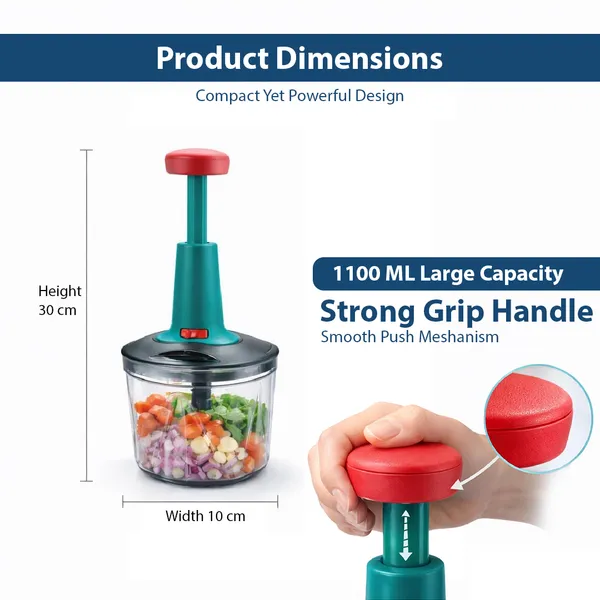 CutTales_Manual_Hand_Press_Bingo_Push_Chopper_with_5_Blades_for_Effortless_Chopping_Vegetables_&_Fruits_(Assorted,_1100_ml,_Plastic)