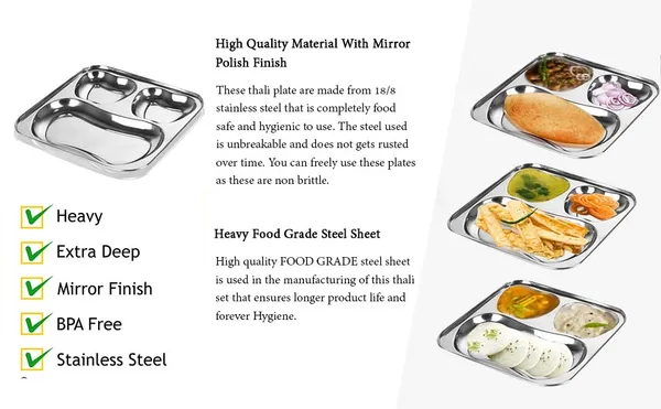 CutTales_Stainless_Steel_3_Section_Apple_Plate_Set_of_6,_Kids_Snack_&_Fruit_Serving_Tray