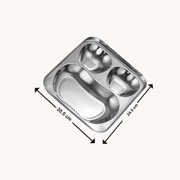 CutTales_Stainless_Steel_3_Section_Apple_Plate_Set_of_6,_Kids_Snack_&_Fruit_Serving_Tray