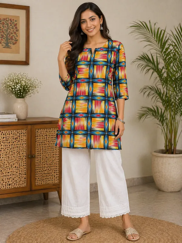 White_Abstract_Print_Kurti_