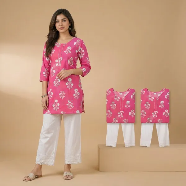 Pink_Floral_Print_Cotton_Kurti_