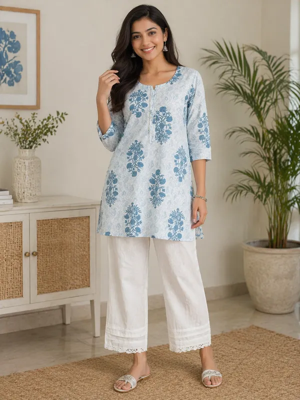 Blue_Floral_Print_Cotton_Kurta_