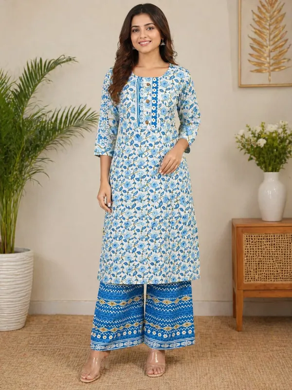 Azure_Bloom_Floral_Printed_Cotton_Kurta_Palazzo_Set_by_Nuvest