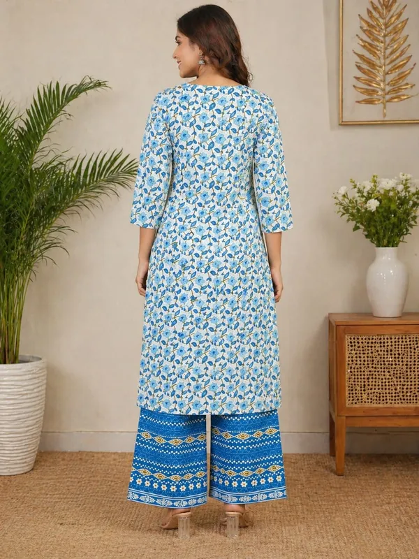 Azure_Bloom_Floral_Printed_Cotton_Kurta_Palazzo_Set_by_Nuvest
