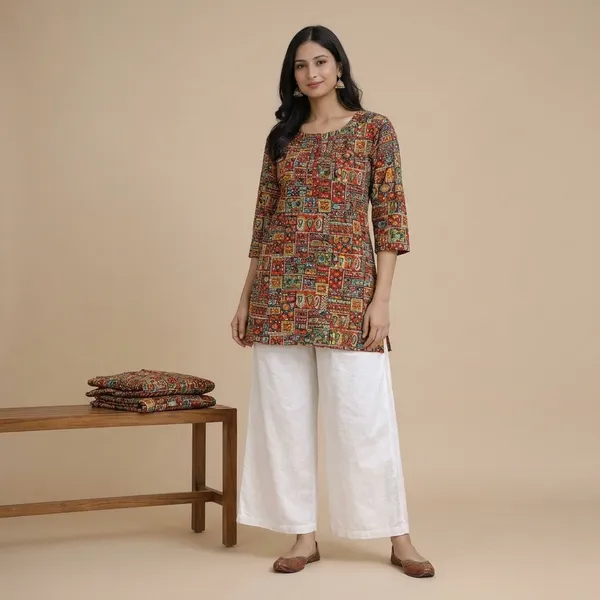 Multicolor_Printed_Ethnic_Kurti_With_Traditional_Motifs