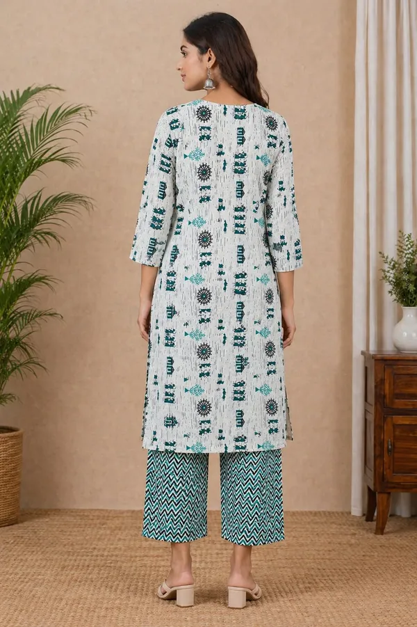 Emerald_Tribal_Print_Cotton_Kurta_Set_for_Women