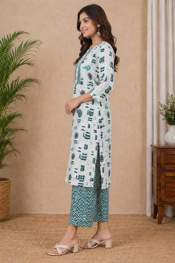 Emerald_Tribal_Print_Cotton_Kurta_Set_for_Women