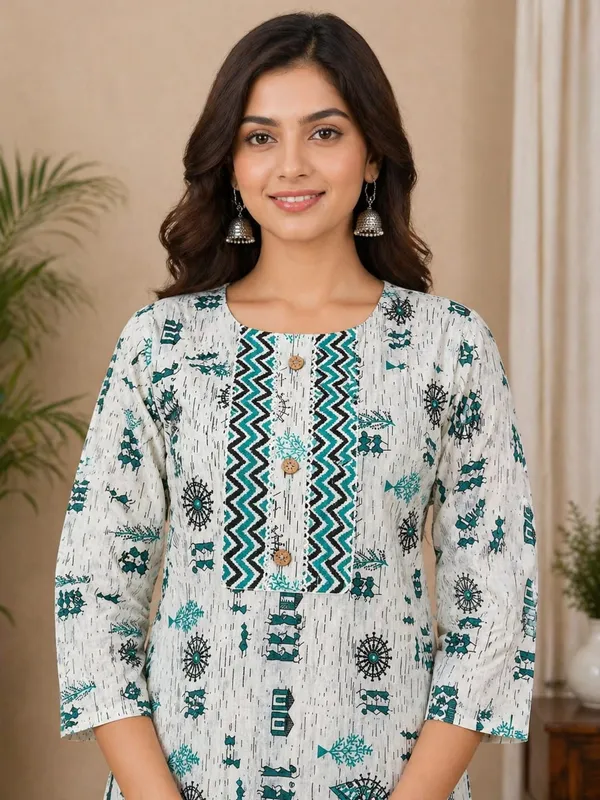 Emerald_Tribal_Print_Cotton_Kurta_Set_for_Women