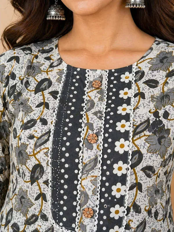 Floral_Symphony_Grey_Printed_Cotton_Kurta_Pant_Set