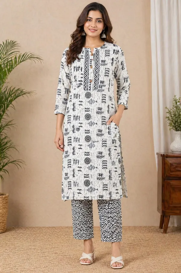 Nuvesta_Monochrome_Tribal_Kurta_Pant_Set