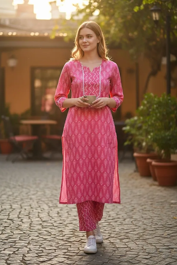 Pink_Printed_Kurti_With_Matching_Pants_Set_For_Women