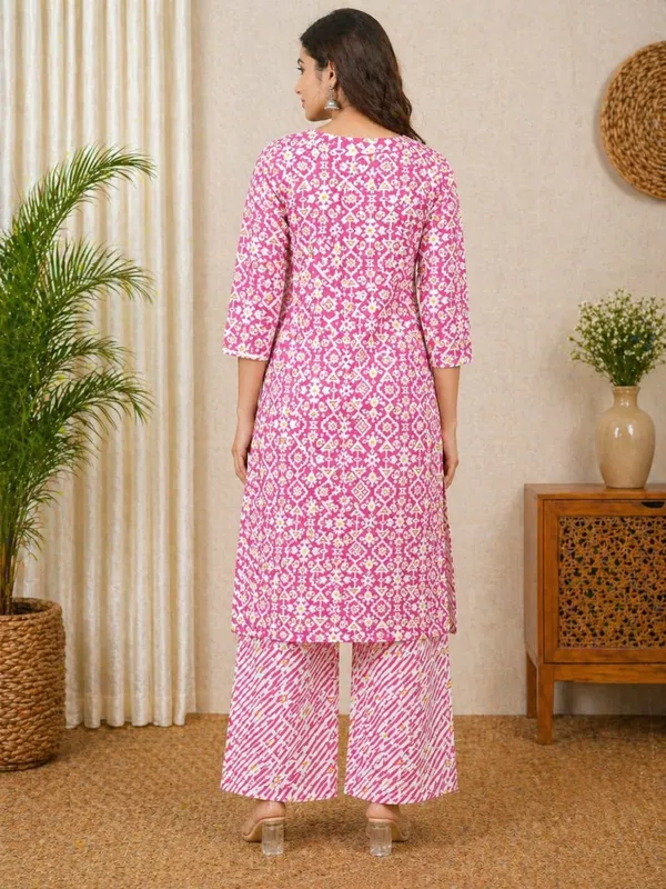 Pink_Blossom_Geometric_Printed_Cotton_Kurta_Palazzo_Set_by_Nuvesta