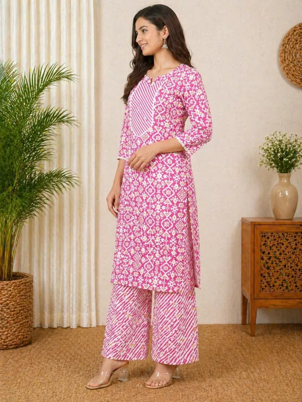 Pink_Blossom_Geometric_Printed_Cotton_Kurta_Palazzo_Set_by_Nuvesta