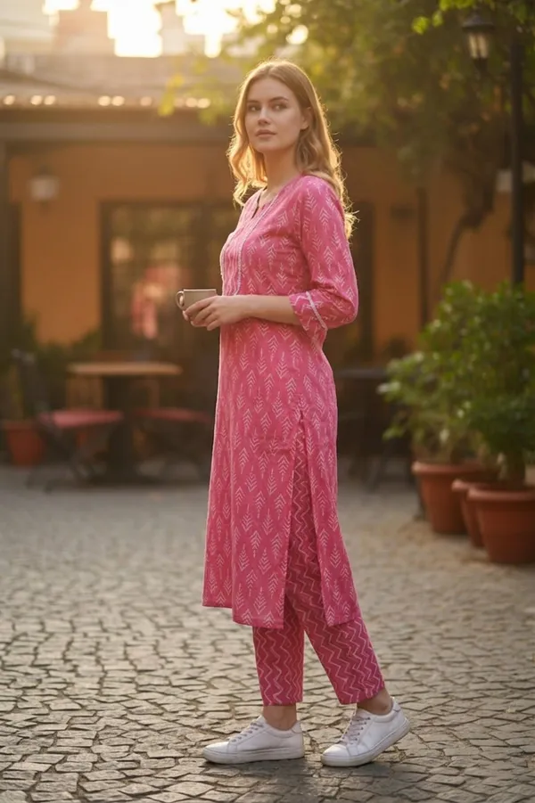Pink_Printed_Kurti_With_Matching_Pants_Set_For_Women