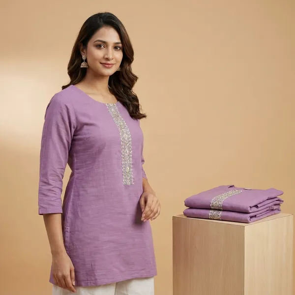 Purple_Embroidered_Cotton_Kurti_With_Mirror_Work