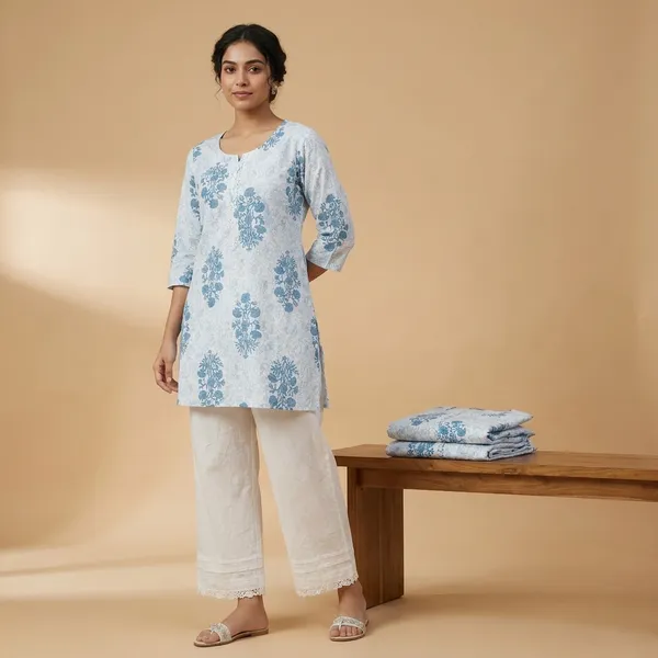 Blue_Floral_Print_Cotton_Kurta_