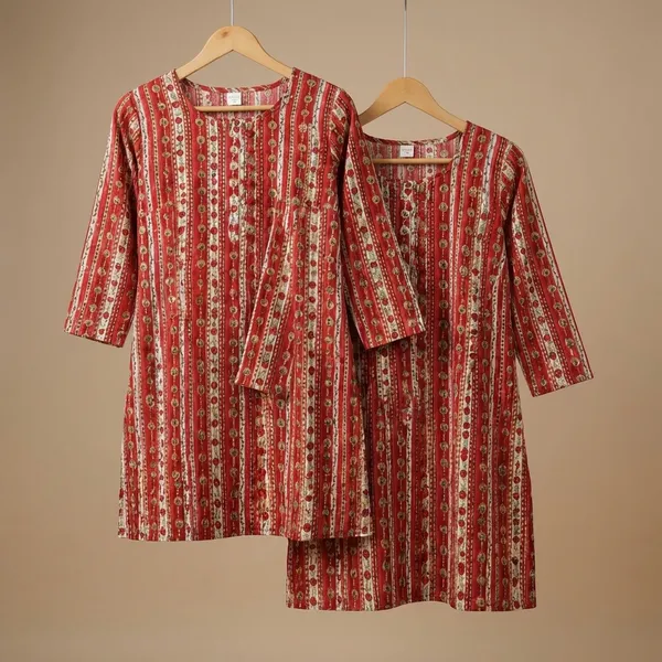 Red_Floral_Striped_Printed_Kurti_For_Women