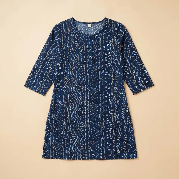 Navy_Blue_Bandhani_Printed_Kurti