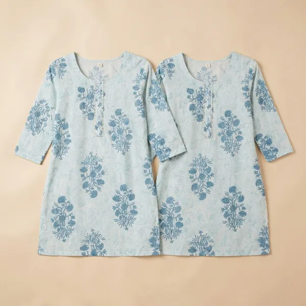 Light_Blue_Block_Print_Kurti_For_Women