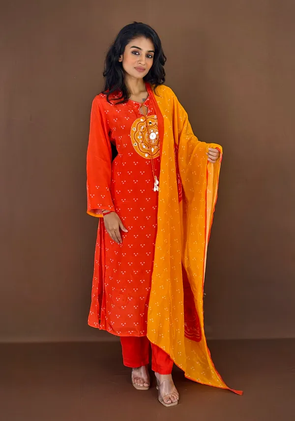 Orange_Embroidered_Kurta_Set_With_Mirror_Work_And_Sequins