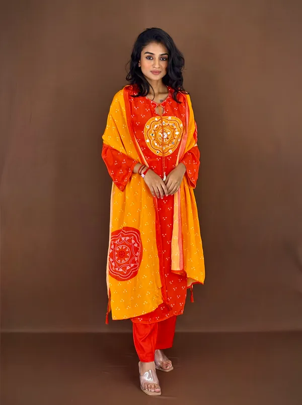 Orange_Embroidered_Kurta_Set_With_Mirror_Work_And_Sequins